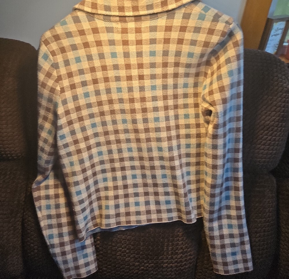 Rachel Zoe Plaid Button-Front Jacket in Brown, Cream & Blue - Picture 4 of 4
